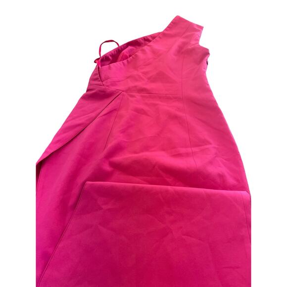 Abyss by Abby Womens One Shoulder Evening Midi Slit Dress Hot Pink Small - Picture 8 of 15